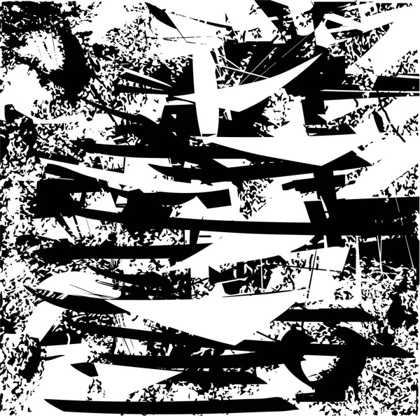 Siyah beyaz desenli, noktalı, lekeli, çizik ve çizikli sıkıntılı bir arkaplan. Soyut vektör illüstrasyonu.