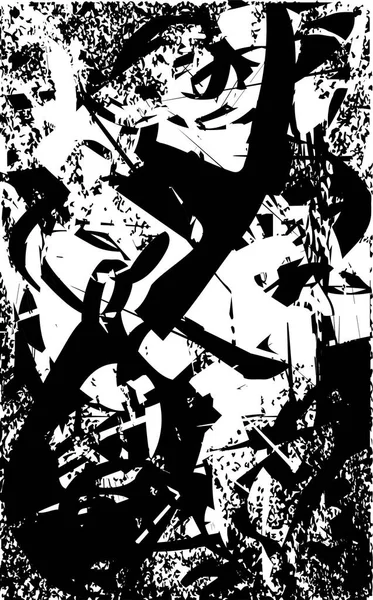 Siyah beyaz desenli, noktalı, lekeli, çizik ve çizikli sıkıntılı bir arkaplan. Soyut vektör illüstrasyonu.