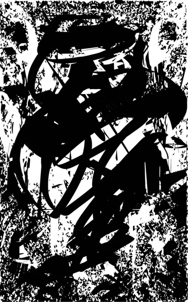 Siyah beyaz desenli, noktalı, lekeli, çizik ve çizikli sıkıntılı bir arkaplan. Soyut vektör illüstrasyonu.