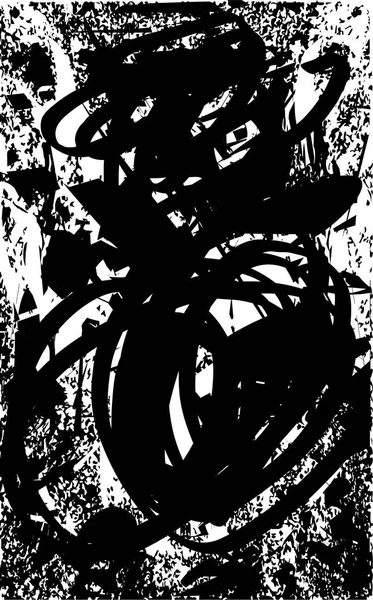 Siyah beyaz desenli, noktalı, lekeli, çizik ve çizikli sıkıntılı bir arkaplan. Soyut vektör illüstrasyonu.