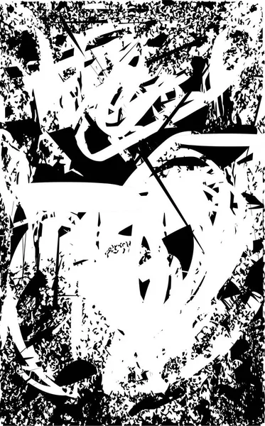 Siyah beyaz desenli, noktalı, lekeli, çizik ve çizikli sıkıntılı bir arkaplan. Soyut vektör illüstrasyonu.