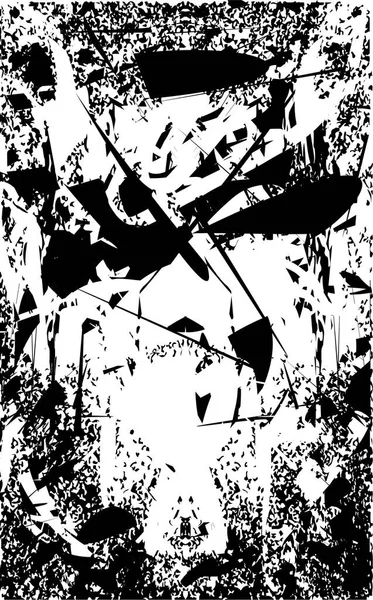 Siyah beyaz desenli, noktalı, lekeli, çizik ve çizikli sıkıntılı bir arkaplan. Soyut vektör illüstrasyonu.