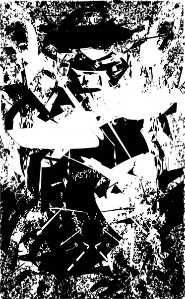 Siyah beyaz desenli, noktalı, lekeli, çizik ve çizikli sıkıntılı bir arkaplan. Soyut vektör illüstrasyonu.