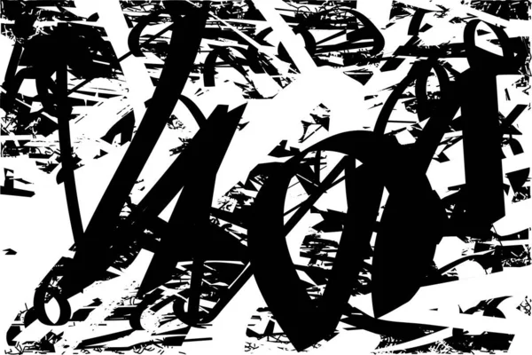 Siyah beyaz desenli, noktalı, lekeli, çizik ve çizikli sıkıntılı bir arkaplan. Soyut vektör illüstrasyonu.