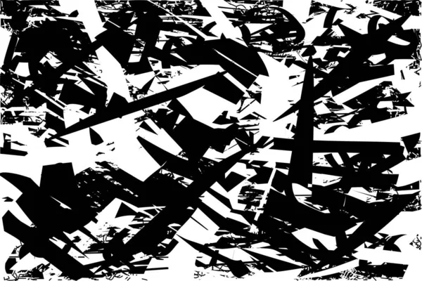 Siyah beyaz desenli, noktalı, lekeli, çizik ve çizikli sıkıntılı bir arkaplan. Soyut vektör illüstrasyonu.