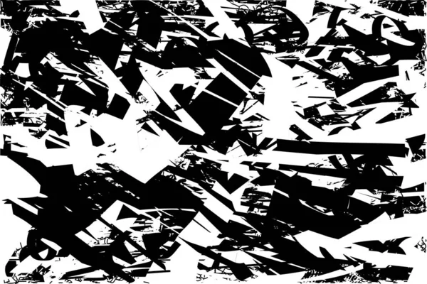 Siyah beyaz desenli, noktalı, lekeli, çizik ve çizikli sıkıntılı bir arkaplan. Soyut vektör illüstrasyonu.