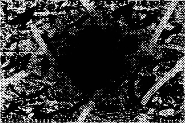 Siyah beyaz desenli, noktalı, lekeli, çizik ve çizikli sıkıntılı bir arkaplan. Soyut vektör illüstrasyonu.