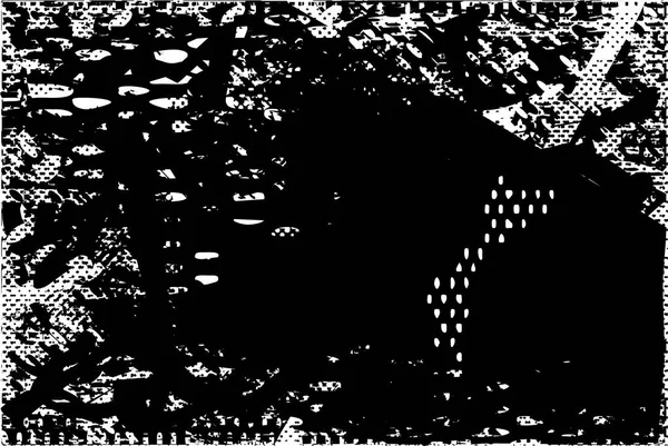 Siyah beyaz desenli, noktalı, lekeli, çizik ve çizikli sıkıntılı bir arkaplan. Soyut vektör illüstrasyonu.