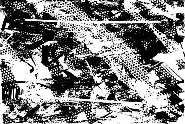 Çizik ve çiziklerle dolu siyah beyaz bir arka plan. Soyut vektör illüstrasyonu.