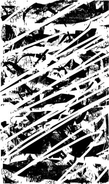 Siyah beyaz desenli, noktalı, lekeli, çizik ve çizikli sıkıntılı bir arkaplan. Soyut vektör illüstrasyonu.