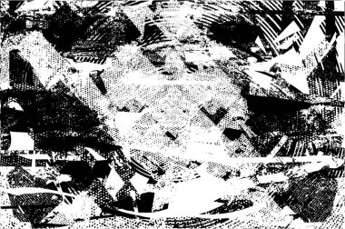 Siyah beyaz desenli, noktalı, lekeli, çizik ve çizikli sıkıntılı bir arkaplan. Soyut vektör illüstrasyonu.