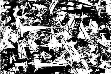 Siyah beyaz desenli, noktalı, lekeli, çizik ve çizikli sıkıntılı bir arkaplan. Soyut vektör illüstrasyonu.