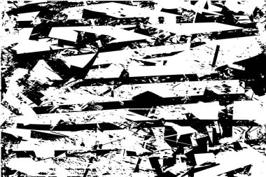 Siyah beyaz desenli, noktalı, lekeli, çizik ve çizikli sıkıntılı bir arkaplan. Soyut vektör illüstrasyonu.