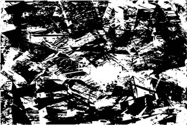 Siyah beyaz desenli, noktalı, lekeli, çizik ve çizikli sıkıntılı bir arkaplan. Soyut vektör illüstrasyonu.