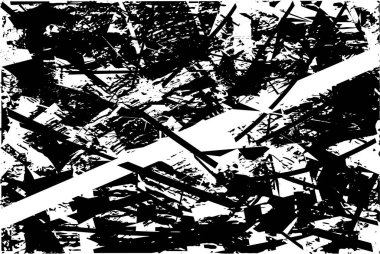 Siyah beyaz desenli, noktalı, lekeli, çizik ve çizikli sıkıntılı bir arkaplan. Soyut vektör illüstrasyonu.