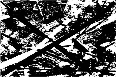 Siyah beyaz desenli, noktalı, lekeli, çizik ve çizikli sıkıntılı bir arkaplan. Soyut vektör illüstrasyonu.