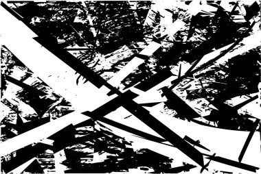 Siyah beyaz desenli, noktalı, lekeli, çizik ve çizikli sıkıntılı bir arkaplan. Soyut vektör illüstrasyonu.