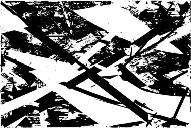 Siyah beyaz desenli, noktalı, lekeli, çizik ve çizikli sıkıntılı bir arkaplan. Soyut vektör illüstrasyonu.