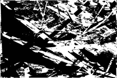 Siyah beyaz desenli, noktalı, lekeli, çizik ve çizikli sıkıntılı bir arkaplan. Soyut vektör illüstrasyonu.