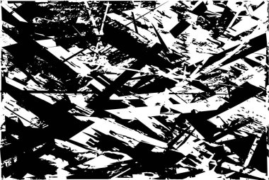 Siyah beyaz desenli, noktalı, lekeli, çizik ve çizikli sıkıntılı bir arkaplan. Soyut vektör illüstrasyonu.