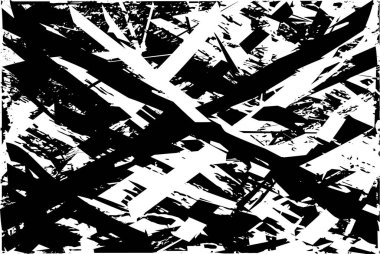 Siyah beyaz desenli, noktalı, lekeli, çizik ve çizikli sıkıntılı bir arkaplan. Soyut vektör illüstrasyonu.