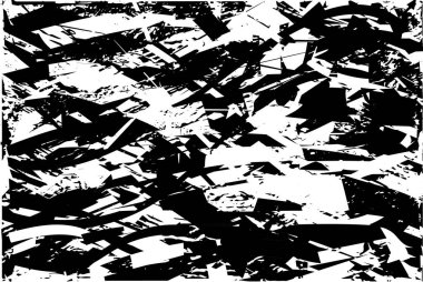 Siyah beyaz desenli, noktalı, lekeli, çizik ve çizikli sıkıntılı bir arkaplan. Soyut vektör illüstrasyonu.