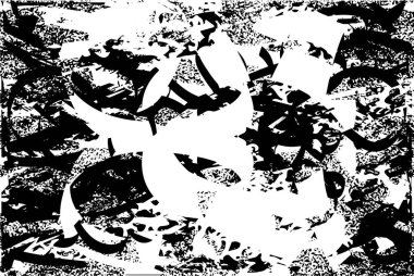 Siyah beyaz desenli, noktalı, lekeli, çizik ve çizikli sıkıntılı bir arkaplan. Soyut vektör illüstrasyonu.