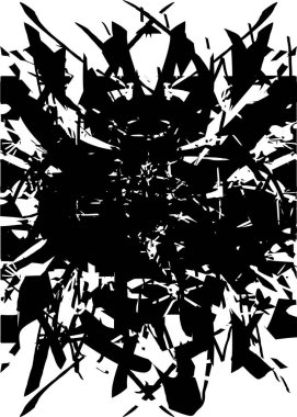 Siyah beyaz desenli, noktalı, lekeli, çizik ve çizikli sıkıntılı bir arkaplan. Soyut vektör illüstrasyonu.