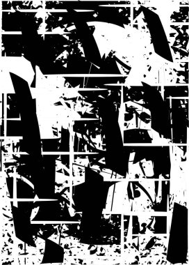 Siyah beyaz desenli, noktalı, lekeli, çizik ve çizikli sıkıntılı bir arkaplan. Soyut vektör illüstrasyonu.