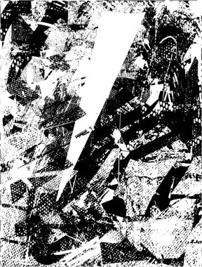 Siyah beyaz desenli, noktalı, lekeli, çizik ve çizikli sıkıntılı bir arkaplan. Soyut vektör illüstrasyonu.