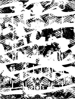 Siyah beyaz desenli, noktalı, lekeli, çizik ve çizikli sıkıntılı bir arkaplan. Soyut vektör illüstrasyonu.