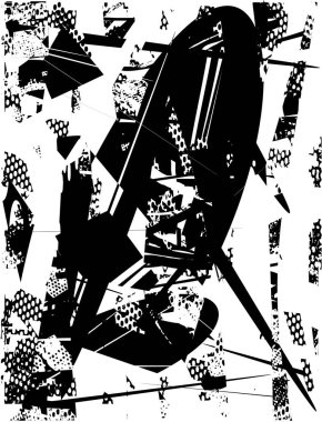 Siyah beyaz desenli, noktalı, lekeli, çizik ve çizikli sıkıntılı bir arkaplan. Soyut vektör illüstrasyonu.