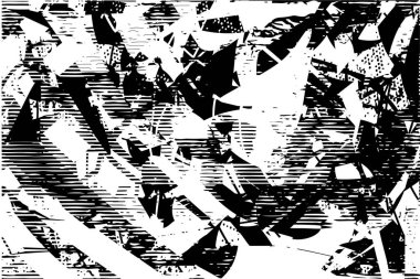 Siyah beyaz desenli, noktalı, lekeli, çizik ve çizikli sıkıntılı bir arkaplan. Soyut vektör illüstrasyonu.