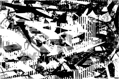 Siyah beyaz desenli, noktalı, lekeli, çizik ve çizikli sıkıntılı bir arkaplan. Soyut vektör illüstrasyonu.