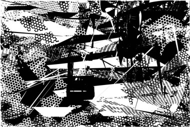 Siyah beyaz desenli, noktalı, lekeli, çizik ve çizikli sıkıntılı bir arkaplan. Soyut vektör illüstrasyonu.