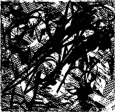 Siyah beyaz desenli, noktalı, lekeli, çizik ve çizikli sıkıntılı bir arkaplan. Soyut vektör illüstrasyonu.