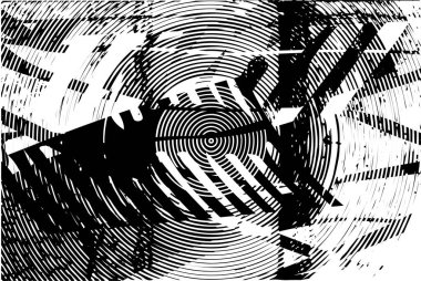 Siyah beyaz desenli, noktalı, lekeli, çizik ve çizikli sıkıntılı bir arkaplan. Soyut vektör illüstrasyonu.