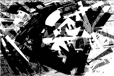 Siyah beyaz desenli, noktalı, lekeli, çizik ve çizikli sıkıntılı bir arkaplan. Soyut vektör illüstrasyonu.