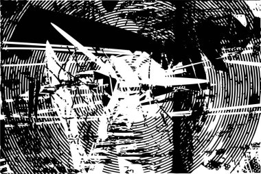 Siyah beyaz desenli, noktalı, lekeli, çizik ve çizikli sıkıntılı bir arkaplan. Soyut vektör illüstrasyonu.