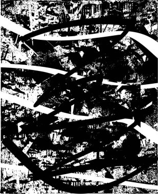 Siyah beyaz desenli, noktalı, lekeli, çizik ve çizikli sıkıntılı bir arkaplan. Soyut vektör illüstrasyonu.