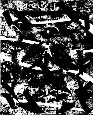 Siyah beyaz desenli, noktalı, lekeli, çizik ve çizikli sıkıntılı bir arkaplan. Soyut vektör illüstrasyonu.