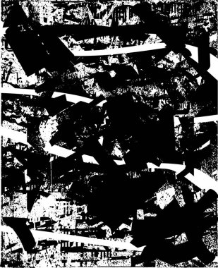 Siyah beyaz desenli, noktalı, lekeli, çizik ve çizikli sıkıntılı bir arkaplan. Soyut vektör illüstrasyonu.