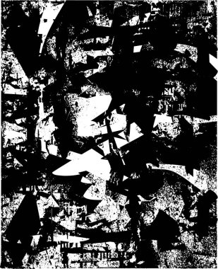 Siyah beyaz desenli, noktalı, lekeli, çizik ve çizikli sıkıntılı bir arkaplan. Soyut vektör illüstrasyonu.