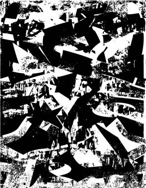 Siyah beyaz desenli, noktalı, lekeli, çizik ve çizikli sıkıntılı bir arkaplan. Soyut vektör illüstrasyonu.