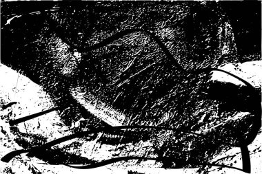 Siyah beyaz desenli, noktalı, lekeli, çizik ve çizikli sıkıntılı bir arkaplan. Soyut vektör illüstrasyonu.