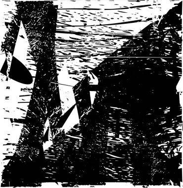 Siyah beyaz desenli, noktalı, lekeli, çizik ve çizikli sıkıntılı bir arkaplan. Soyut vektör illüstrasyonu.