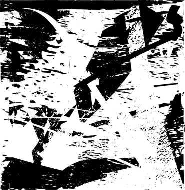 Siyah beyaz desenli, noktalı, lekeli, çizik ve çizikli sıkıntılı bir arkaplan. Soyut vektör illüstrasyonu.