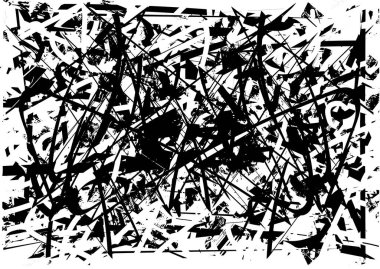 Siyah beyaz desenli, noktalı, lekeli, çizik ve çizikli sıkıntılı bir arkaplan. Soyut vektör illüstrasyonu.