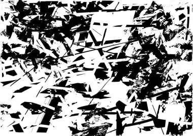 Siyah beyaz desenli, noktalı, lekeli, çizik ve çizikli sıkıntılı bir arkaplan. Soyut vektör illüstrasyonu.