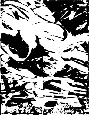 Siyah beyaz desenli, noktalı, lekeli, çizik ve çizikli sıkıntılı bir arkaplan. Soyut vektör illüstrasyonu.